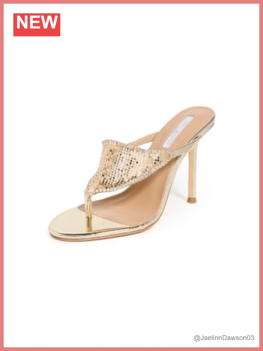 Stiletto Heel Mesh Sandals with Crystal Trim, 3.75" Heel
